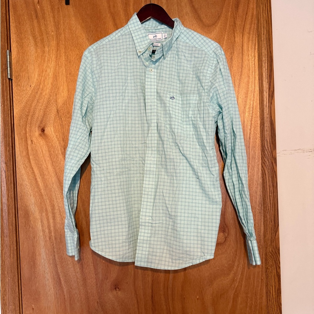 Southern Tide Light Green Plaid Button Down Shirt
